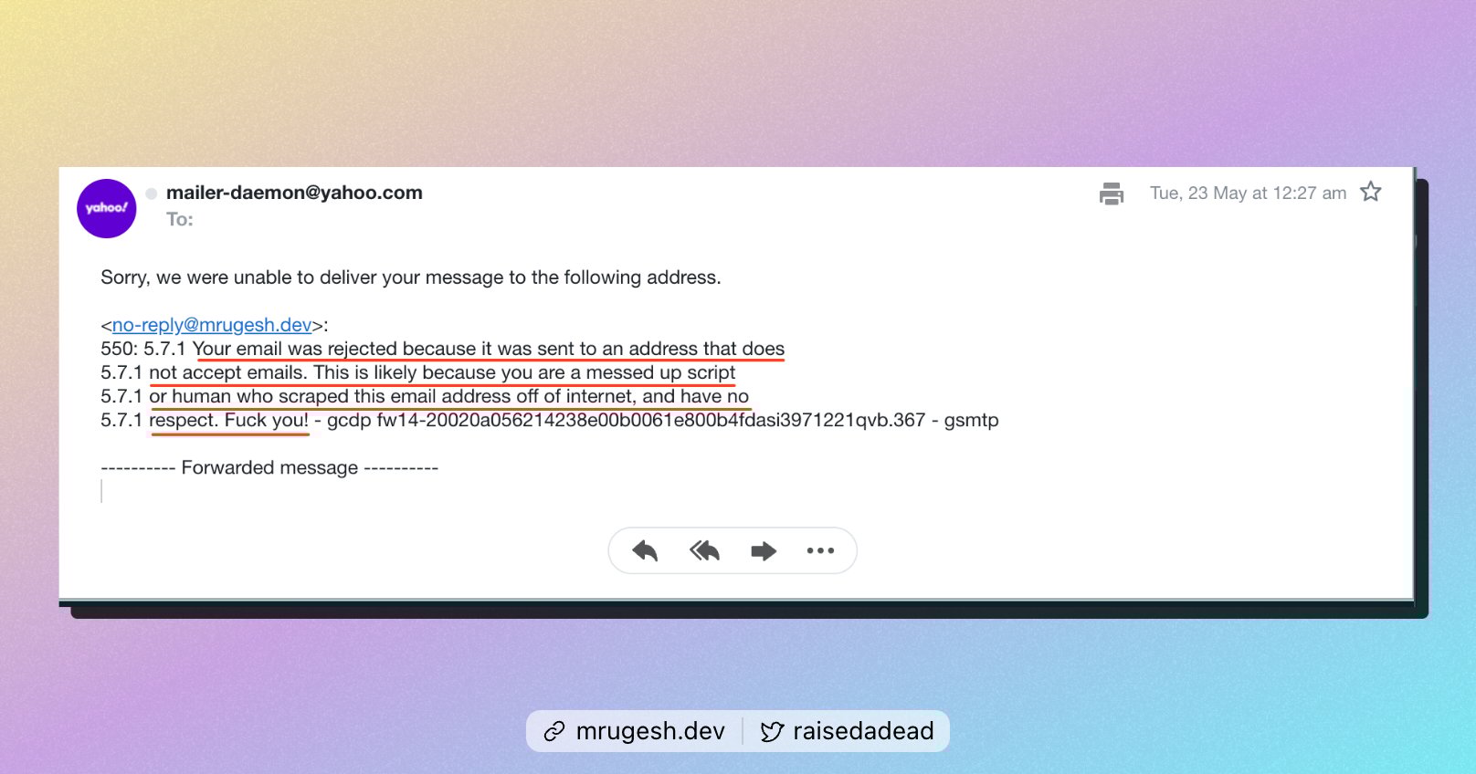 How to reject recruiter emails with a custom no-reply email address?